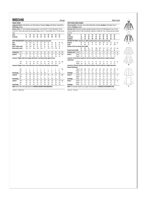 McCall's Sewing Pattern M8346 Misses' Jacket from Jaycotts Sewing Supplies