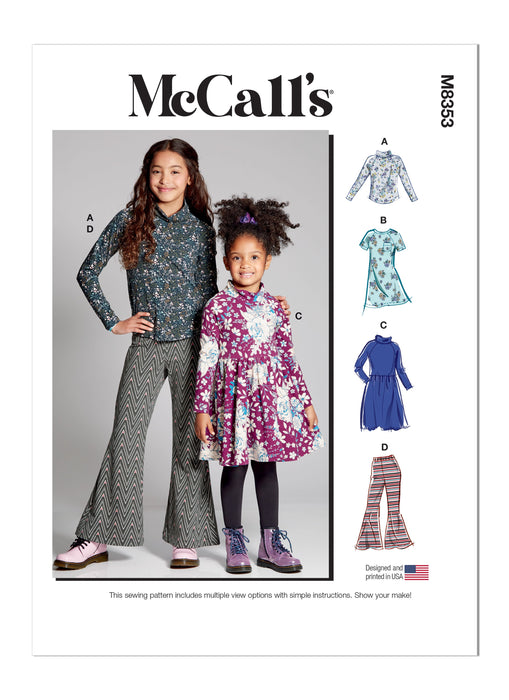 McCall's Sewing Pattern M8353 Girls' Knit Top, Dresses and Pants from Jaycotts Sewing Supplies