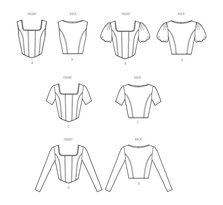 McCall's Sewing Pattern 8364 Misses' Knit Corset Tops from Jaycotts Sewing Supplies