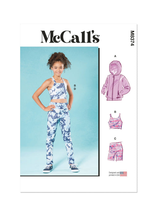 McCall's Sewing Pattern 8374 Girls' Hoody, Cropped Top and Leggings from Jaycotts Sewing Supplies