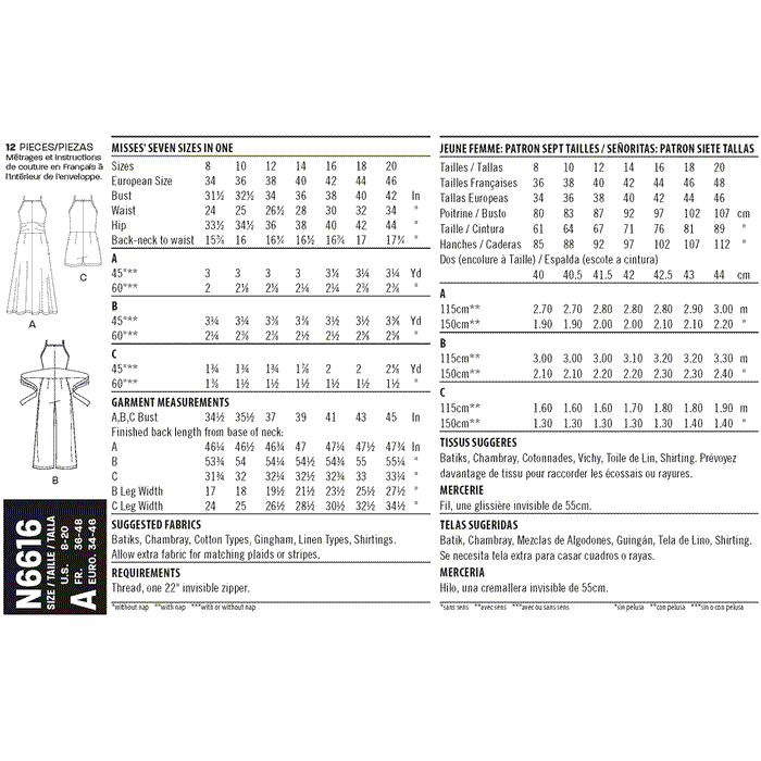 New Look Sewing Pattern 6616 Misses' Dress And Jumpsuit from Jaycotts Sewing Supplies