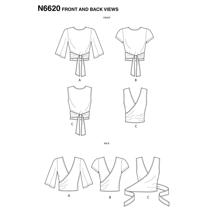 New Look Sewing Pattern 6620 Wrap Tops Pattern from Jaycotts Sewing Supplies
