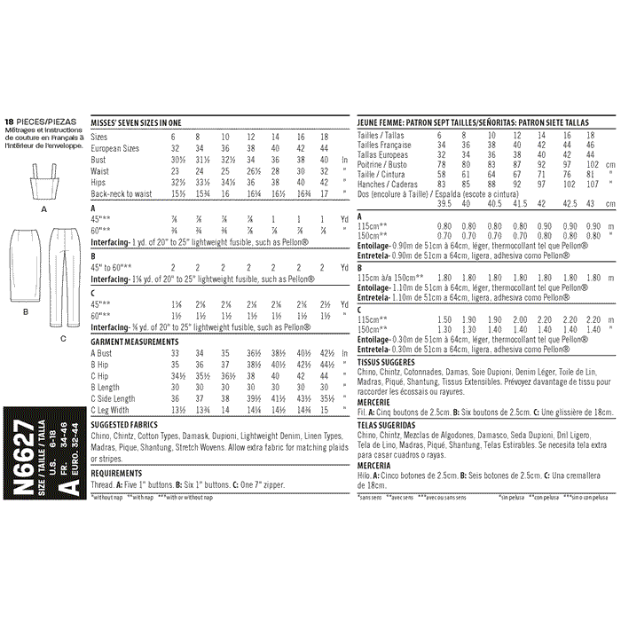 New Look 6627 Misses' Top, Skirt, And Pants pattern from Jaycotts Sewing Supplies