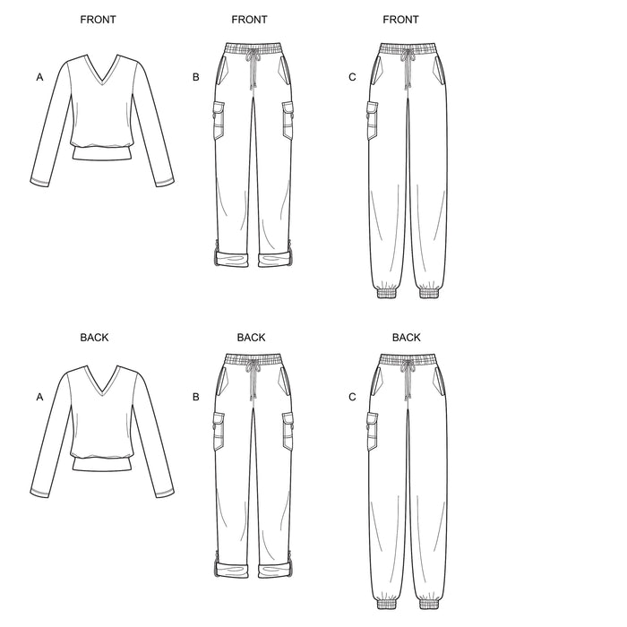 New Look Pattern 6644 Cargo Pants and Knit Top from Jaycotts Sewing Supplies