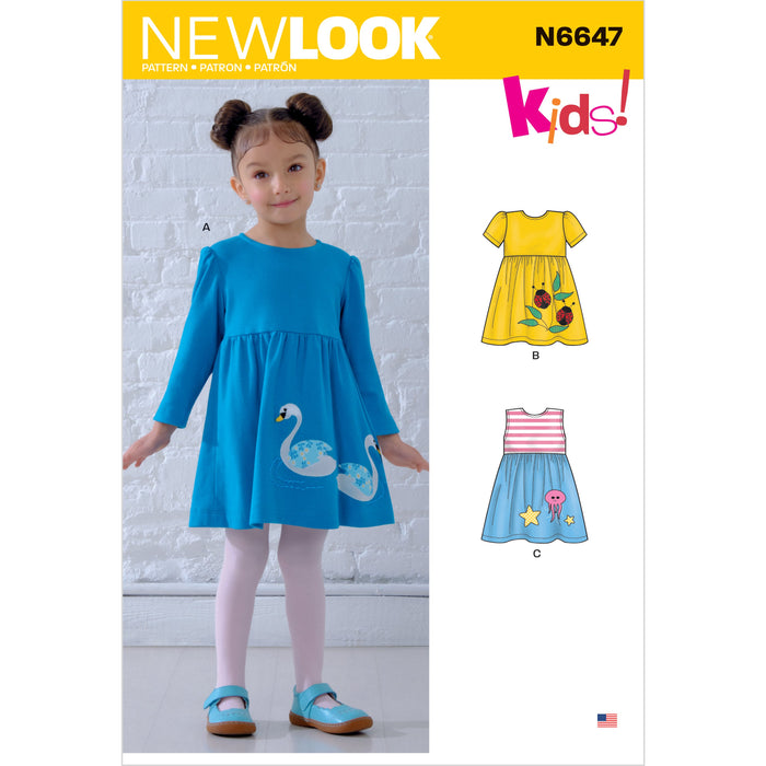 New Look 6647 Toddlers' Dresses with Appliques from Jaycotts Sewing Supplies