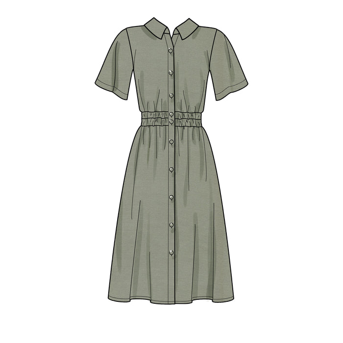 New Look Sewing Pattern 6651  Button Front Dress With Elastic Waist from Jaycotts Sewing Supplies