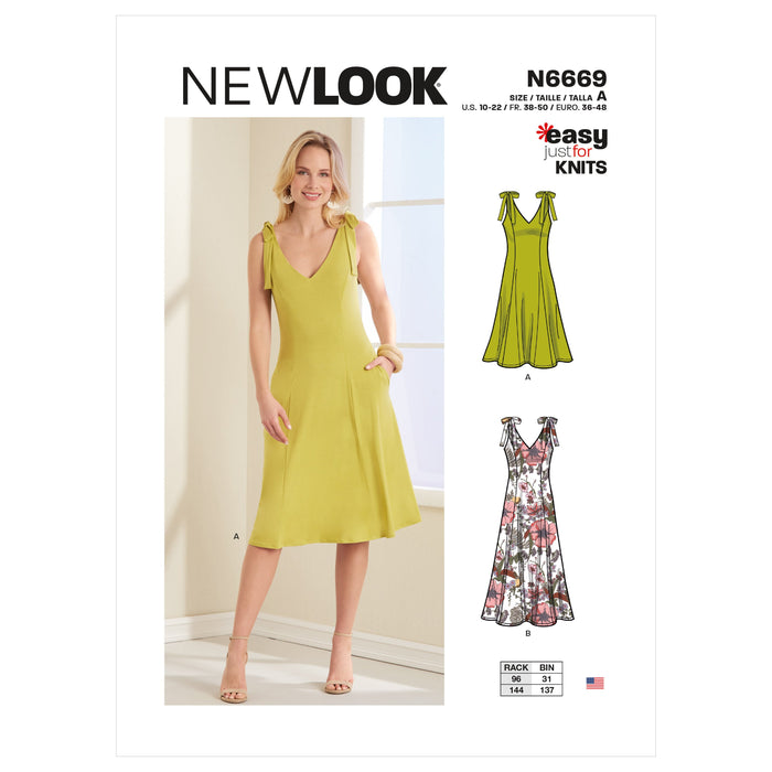 New Look Sewing Pattern 6669 Misses' Dress, designed for stretch knits from Jaycotts Sewing Supplies