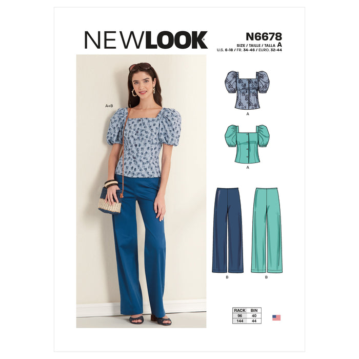 New Look Sewing Pattern 6678 Misses' Top and Trousers from Jaycotts Sewing Supplies