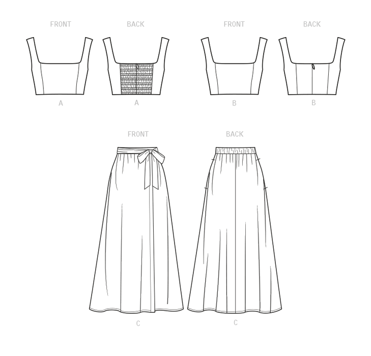 New Look sewing pattern 6722 Bra Tops and Wrap Skirt | Easy from Jaycotts Sewing Supplies