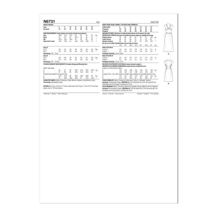 New Look sewing pattern 6731 Dresses from Jaycotts Sewing Supplies
