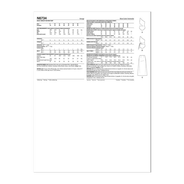 New Look sewing pattern 6734 Swimsuit and Wrap Skirt from Jaycotts Sewing Supplies