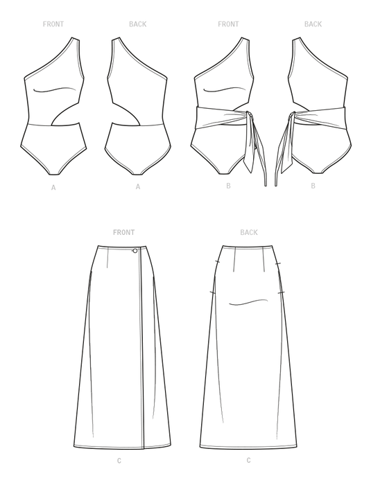 New Look sewing pattern 6734 Swimsuit and Wrap Skirt from Jaycotts Sewing Supplies