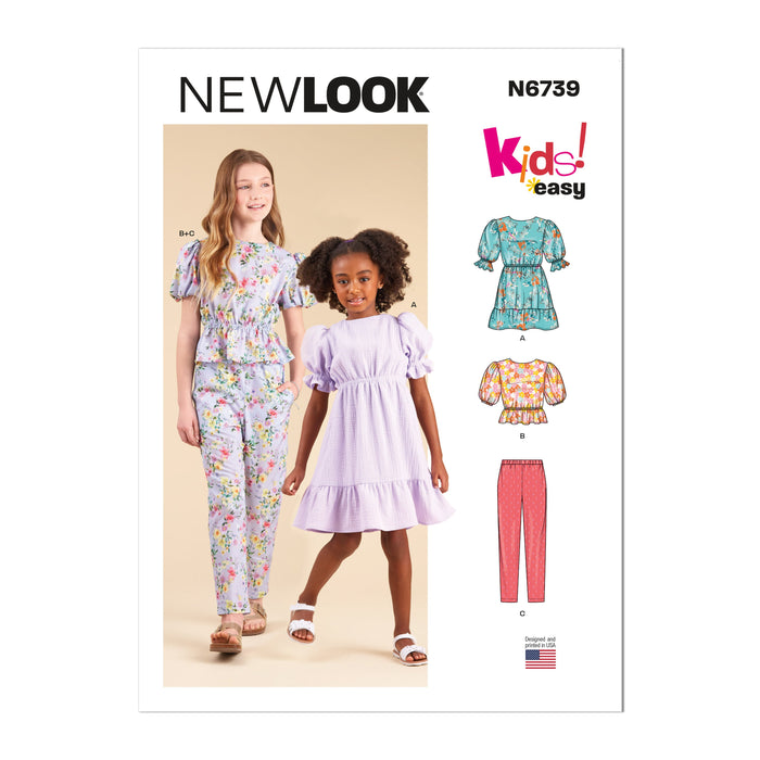 New Look sewing pattern 6739 Girls' Dress, Top and Pants from Jaycotts Sewing Supplies