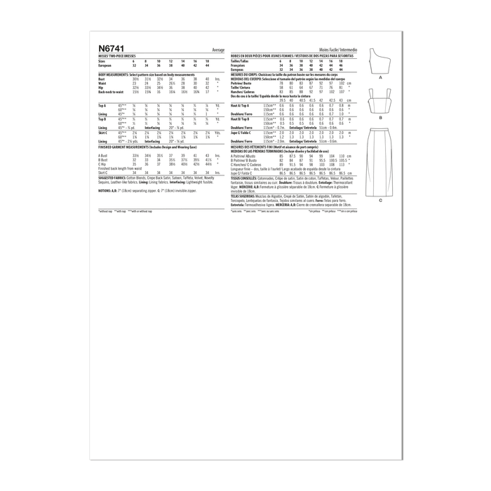 New Look Sewing Pattern 6741 Misses' Two-Piece Dresses from Jaycotts Sewing Supplies