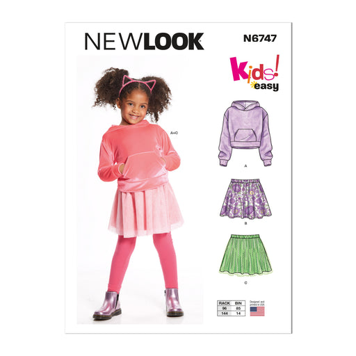 New Look Sewing Pattern 6747 Children's Hoodie and Skirts from Jaycotts Sewing Supplies