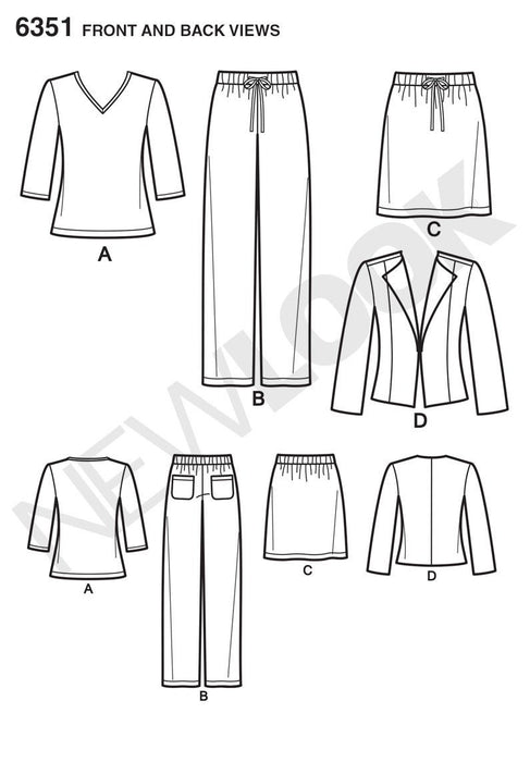 NL6351 Misses' Jacket, Pants, Skirt & Knit Top from Jaycotts Sewing Supplies
