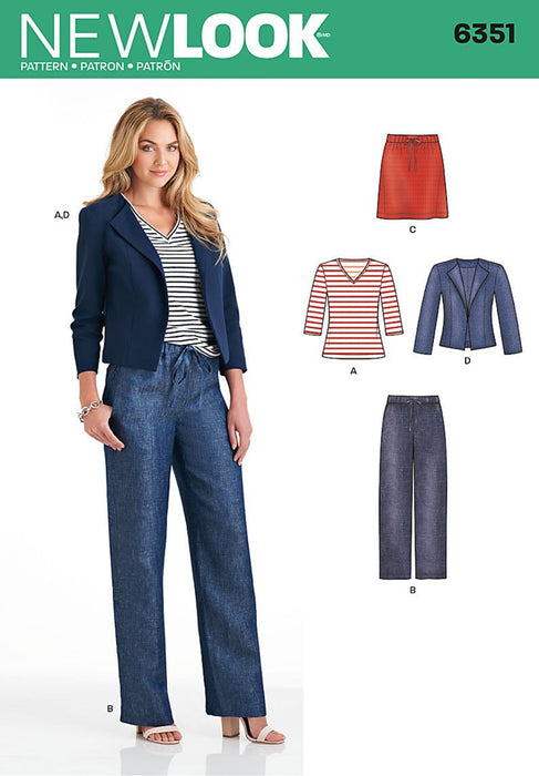 NL6351 Misses' Jacket, Pants, Skirt & Knit Top from Jaycotts Sewing Supplies