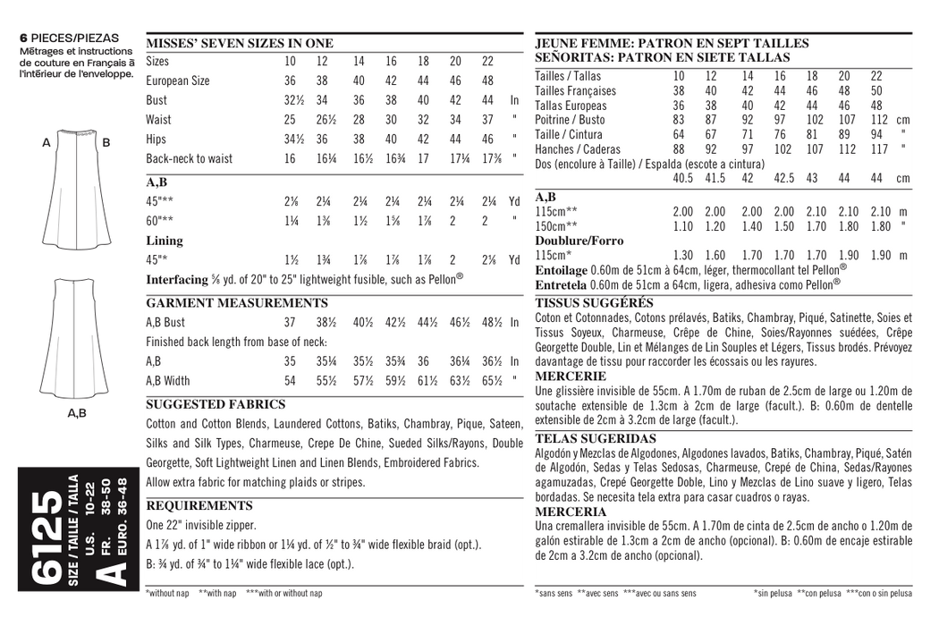 NL6125 Misses' Dress Pattern | Easy from Jaycotts Sewing Supplies