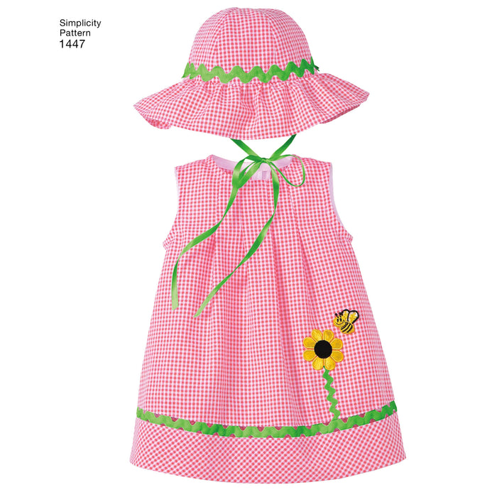 Simplicity Pattern 1447 Babies' Romper, Dress, Top, Panties and Hats from Jaycotts Sewing Supplies
