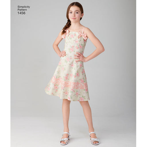 Simplicity Pattern 1456 Girls' Dress with Bodice Variations and Hat from Jaycotts Sewing Supplies