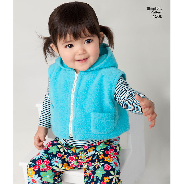 Simplicity Pattern 1566  babies' overall, zip up jacket from Jaycotts Sewing Supplies