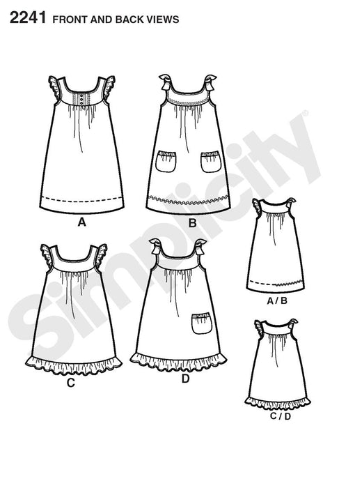 Simplicity Pattern 2241 Girl's Dresses | Learn to Sew  Size 7 - 14 from Jaycotts Sewing Supplies