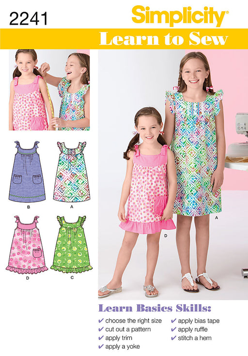 Simplicity Pattern 2241 Girl's Dresses | Learn to Sew  Size 3 - 6 from Jaycotts Sewing Supplies