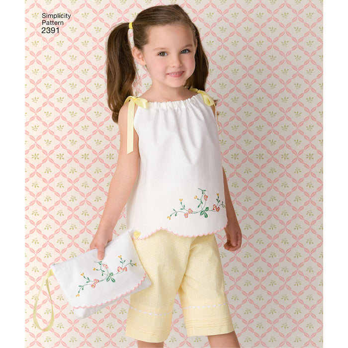 Simplicity Pattern 2391 Child's Pillowcase Dress, Tops, Pants, and Bag from Jaycotts Sewing Supplies
