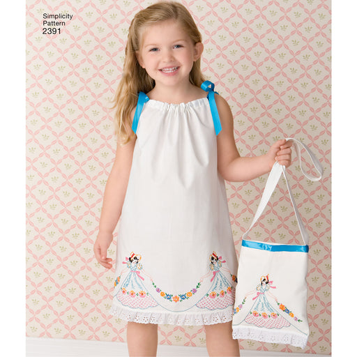Simplicity Pattern 2391 Child's Pillowcase Dress, Tops, Pants, and Bag from Jaycotts Sewing Supplies