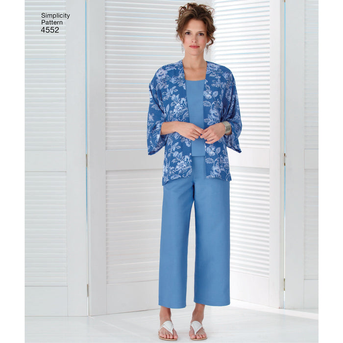 Simplicity 4552 Tank Dress and Top, Kimono-Jacket, Pants, Skirt from Jaycotts Sewing Supplies