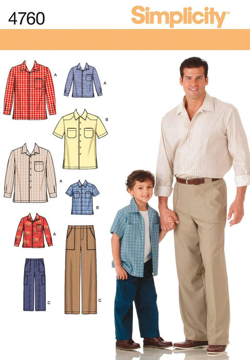 Simplicity Pattern 4760 Boys' and Men's Pants and Shirt from Jaycotts Sewing Supplies