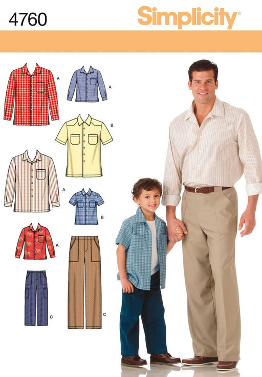 Simplicity Pattern 4760 Boys' and Men's Pants and Shirt from Jaycotts Sewing Supplies