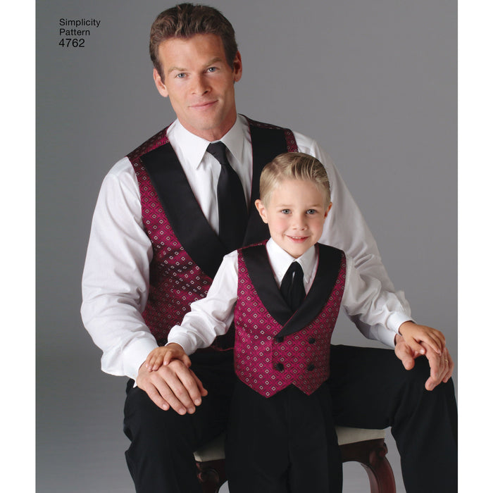 Simplicity Pattern 4762 Boys' and Men's Waistcoats and Ties. from Jaycotts Sewing Supplies