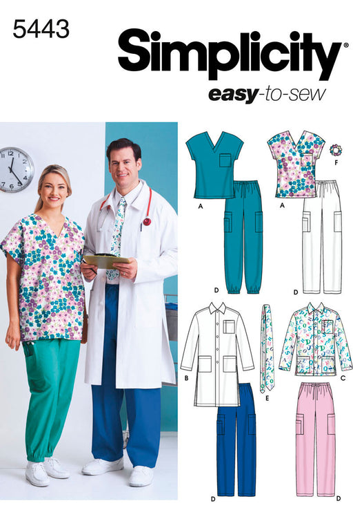 Simplicity Pattern 5443 Plus Size Women and Men Scrub Top from Jaycotts Sewing Supplies