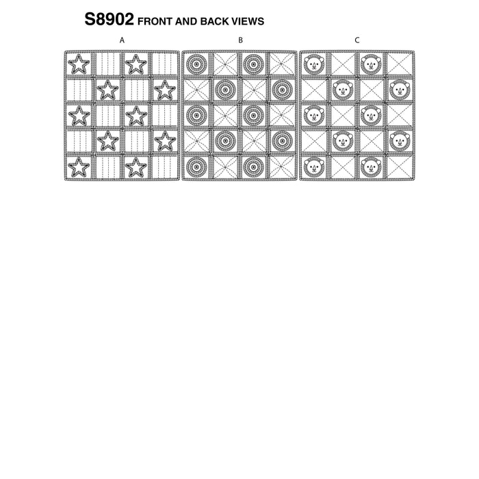 Simplicity Pattern  8902 Make quilts (102cm x 127cm) in three styles from Jaycotts Sewing Supplies
