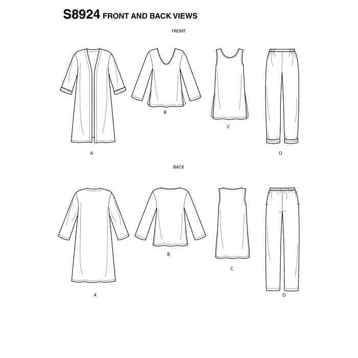 Simplicity Sewing Pattern S8924  Jacket, Top, Tunic and Pull-on Pants from Jaycotts Sewing Supplies