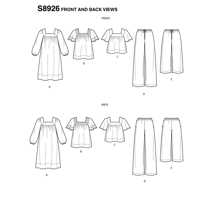 Simplicity Sewing Pattern S8926 Dress, Tops and Pants from Jaycotts Sewing Supplies