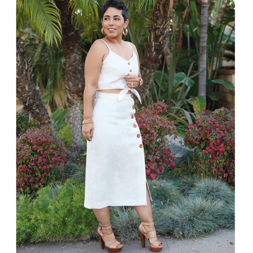 Simplicity 8927 Mimi G close-fitting tie-front crop top, from Jaycotts Sewing Supplies