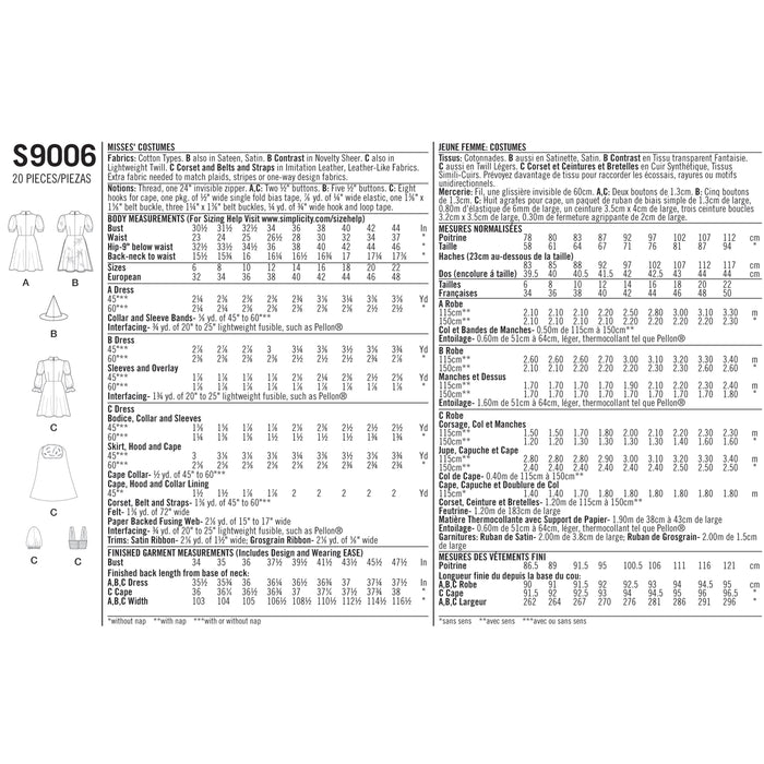Simplicity 9006 Misses' Halloween Costumes Pattern from Jaycotts Sewing Supplies