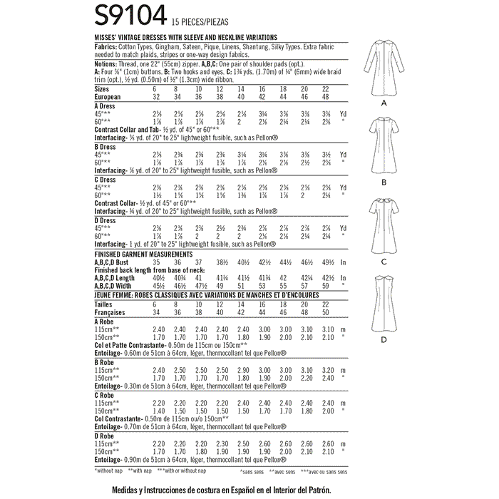 Simplicity 9104 Vintage Dresses Pattern from Jaycotts Sewing Supplies