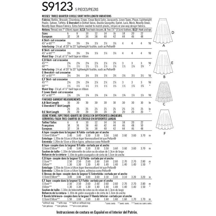 Simplicity Sewing Pattern S9123  Skirts from Jaycotts Sewing Supplies