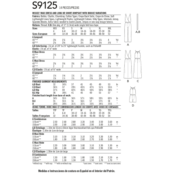 Simplicity Sewing Pattern S9125  Dresses and Jumpsuits from Jaycotts Sewing Supplies