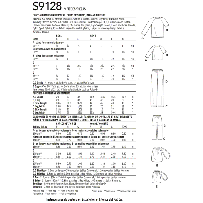Simplicity Sewing Pattern 9128 Men's and Boys Sleepwear from Jaycotts Sewing Supplies