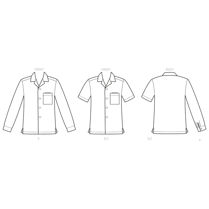 Simplicity 9157 Men's Open Pointed Collar Shirts pattern from Jaycotts Sewing Supplies