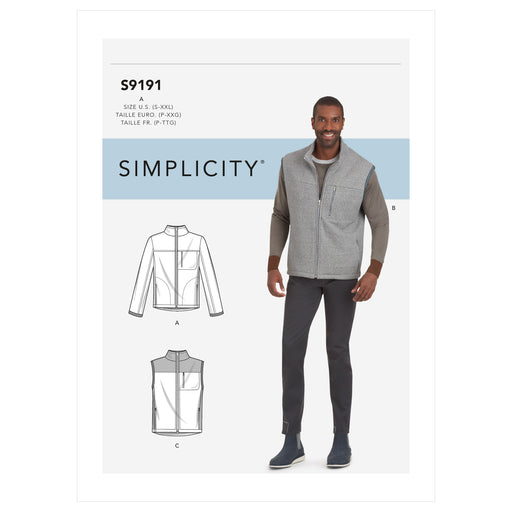 Simplicity 9191 Men's Gilet and Jacket Sewing Pattern from Jaycotts Sewing Supplies