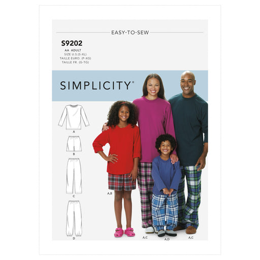 Simplicity 9202 Sleepwear pattern for Men, Women and Children from Jaycotts Sewing Supplies