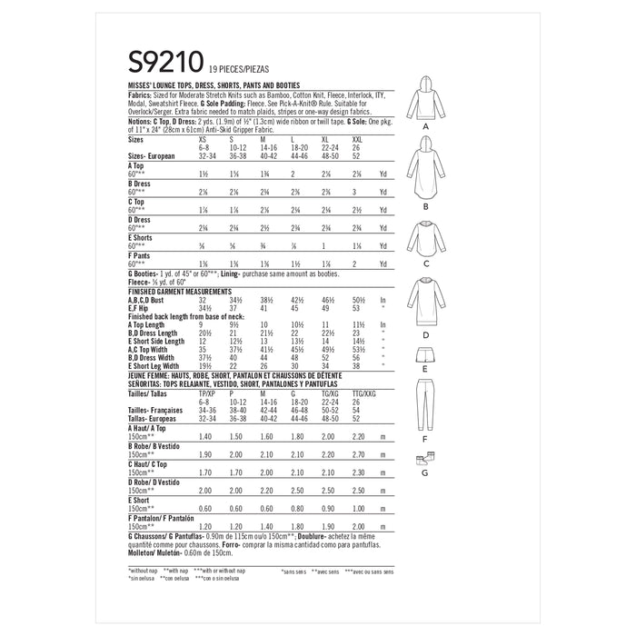 Simplicity Sewing Pattern 9210 Misses' Loungewear from Jaycotts Sewing Supplies