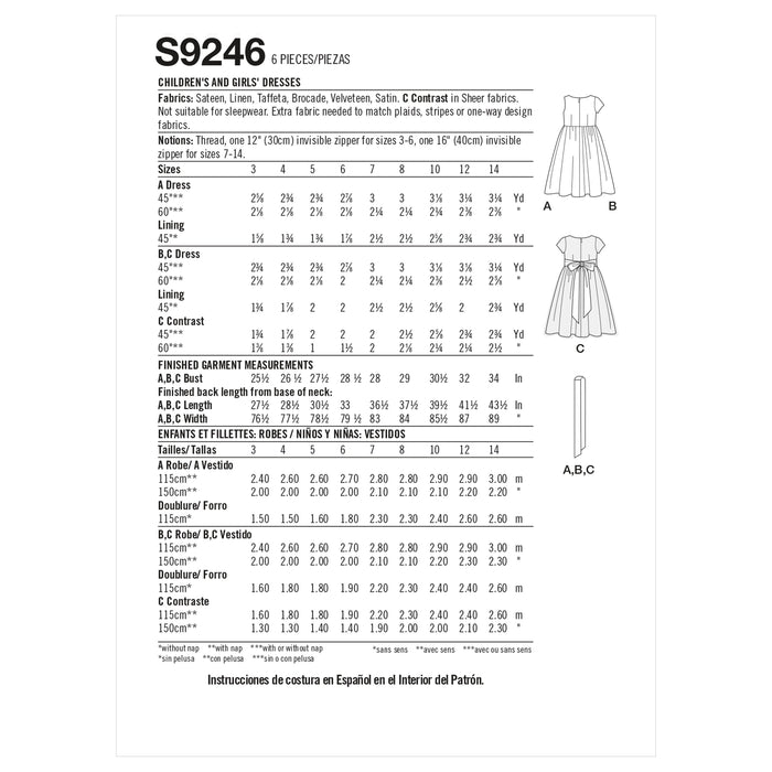 Simplicity Sewing Pattern 9246 Girls' Bridesmaids Dresses from Jaycotts Sewing Supplies