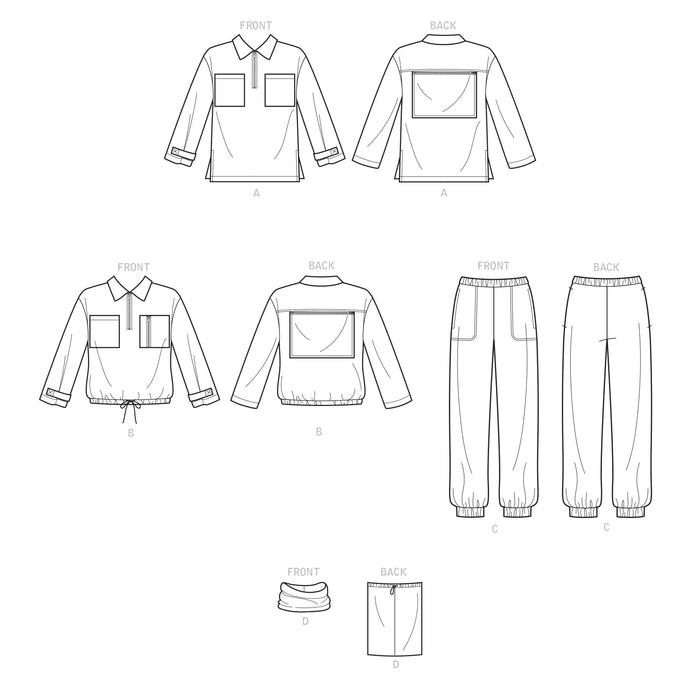 Simplicity Sewing Pattern 9278 Unisex Tops, Trousers and Neckpiece from Jaycotts Sewing Supplies
