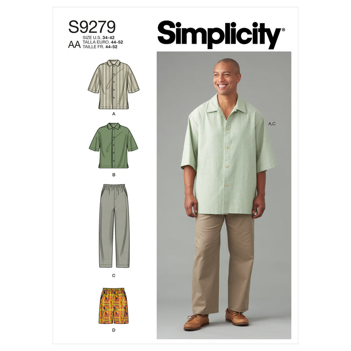 Simplicity Sewing Pattern 9279 Men's Shirt, Pants and Shorts from Jaycotts Sewing Supplies
